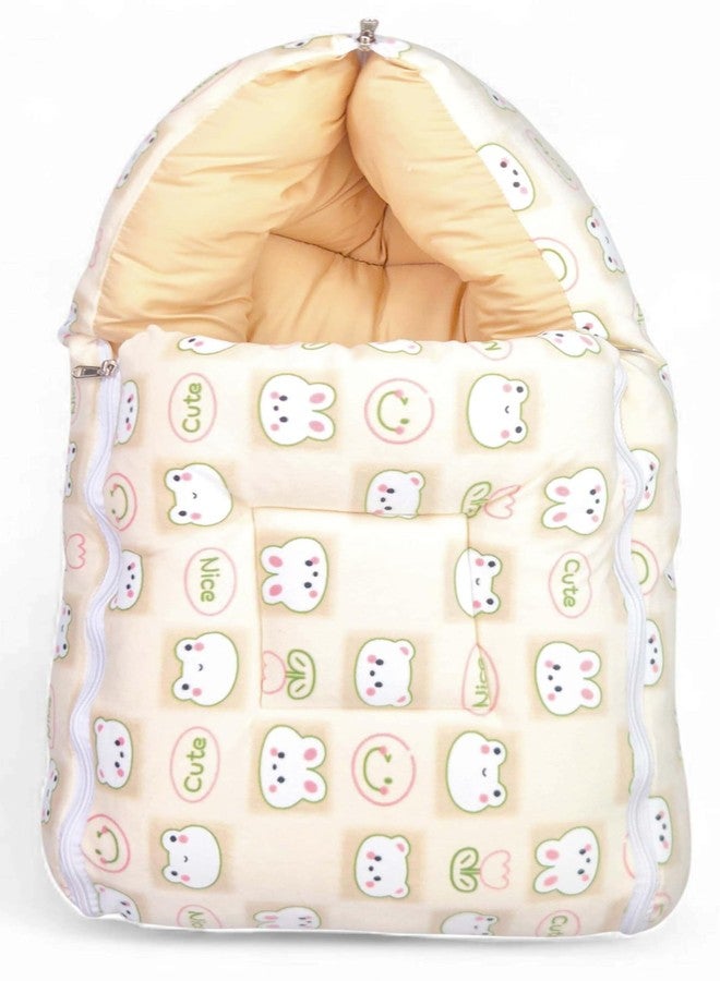 فوي دروب سرير أطفال مخملي محمول من فوي دروب، كيس نوم للأطفال الرضع 3 في 1 | سرير سفر محمول للأطفال الرضع بجودة ممتازة مع بطانة داخلية فائقة النعومة (لون أصفر) - Image 1