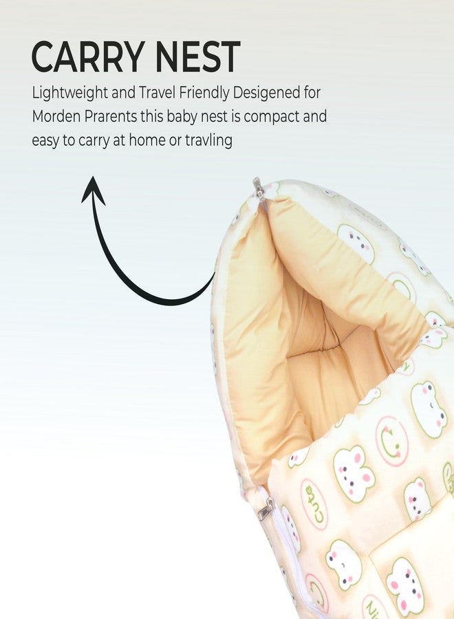 فوي دروب سرير أطفال مخملي محمول من فوي دروب، كيس نوم للأطفال الرضع 3 في 1 | سرير سفر محمول للأطفال الرضع بجودة ممتازة مع بطانة داخلية فائقة النعومة (لون أصفر) - Image 3