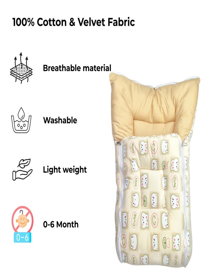 فوي دروب سرير أطفال مخملي محمول من فوي دروب، كيس نوم للأطفال الرضع 3 في 1 | سرير سفر محمول للأطفال الرضع بجودة ممتازة مع بطانة داخلية فائقة النعومة (لون أصفر) - Image 2