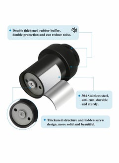KASTWAVE Door Stoppers, Floor Mounted Door Stop Black Heavy Duty Doorstop Stainless Steel Modern Door Stops Bumper Wall Protector Decorative Solid Rubber Tall Floor Door Stopper for Skirtings (2 Pack)  - Image 4