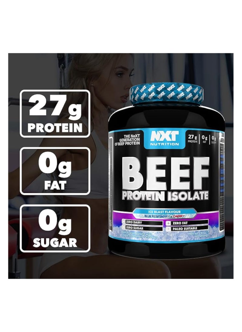 NXT Nutrition - Beef Protein Isolate, Ice Blast Blue Raspberry & Cherry Flavour, 1.8kg, 60 Servings - Image 1