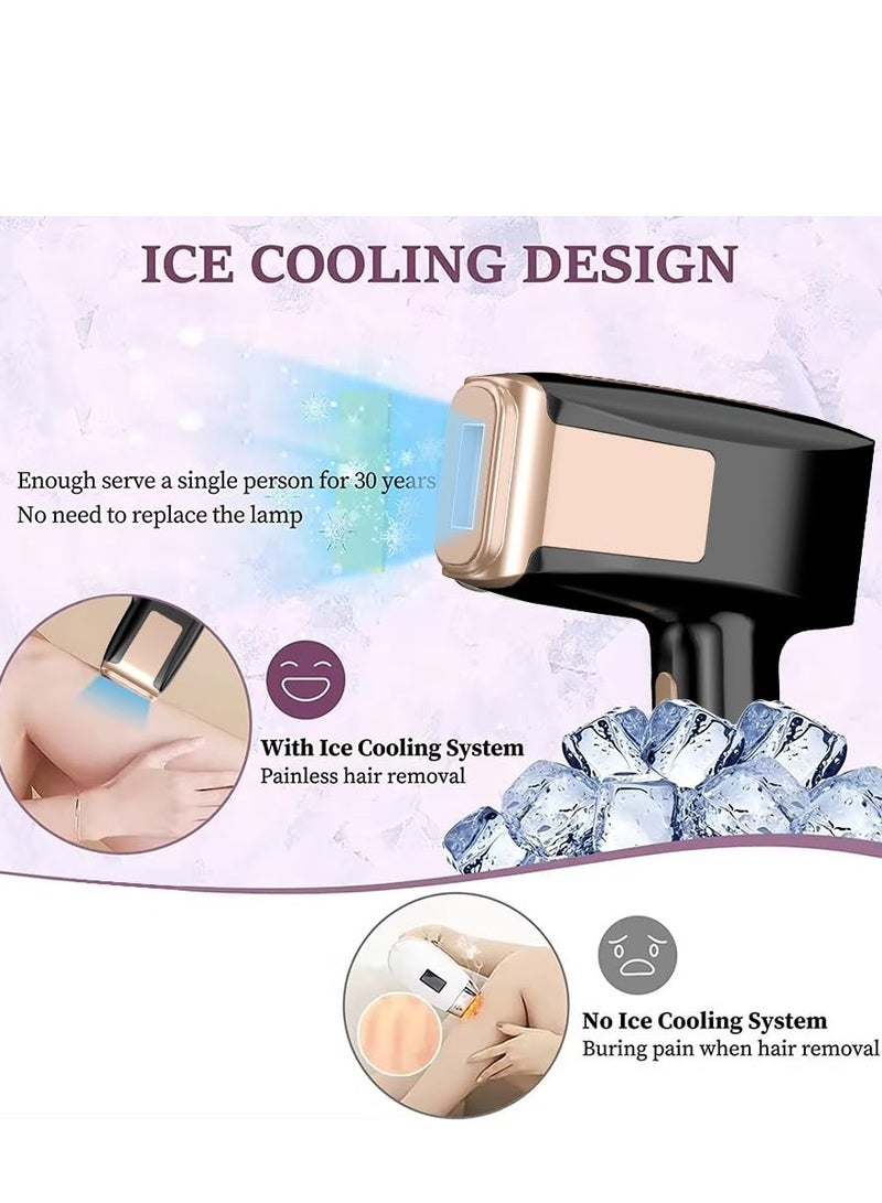 PENG GENERAL Laser Hair Removal, Hair Removal Device with Ice-Cooling Painless Care Function for Women and Man, IPL Hair Remover 999,999 Flashes for Facial Armpits Legs Arms Bikini Line (Black) - Image 5