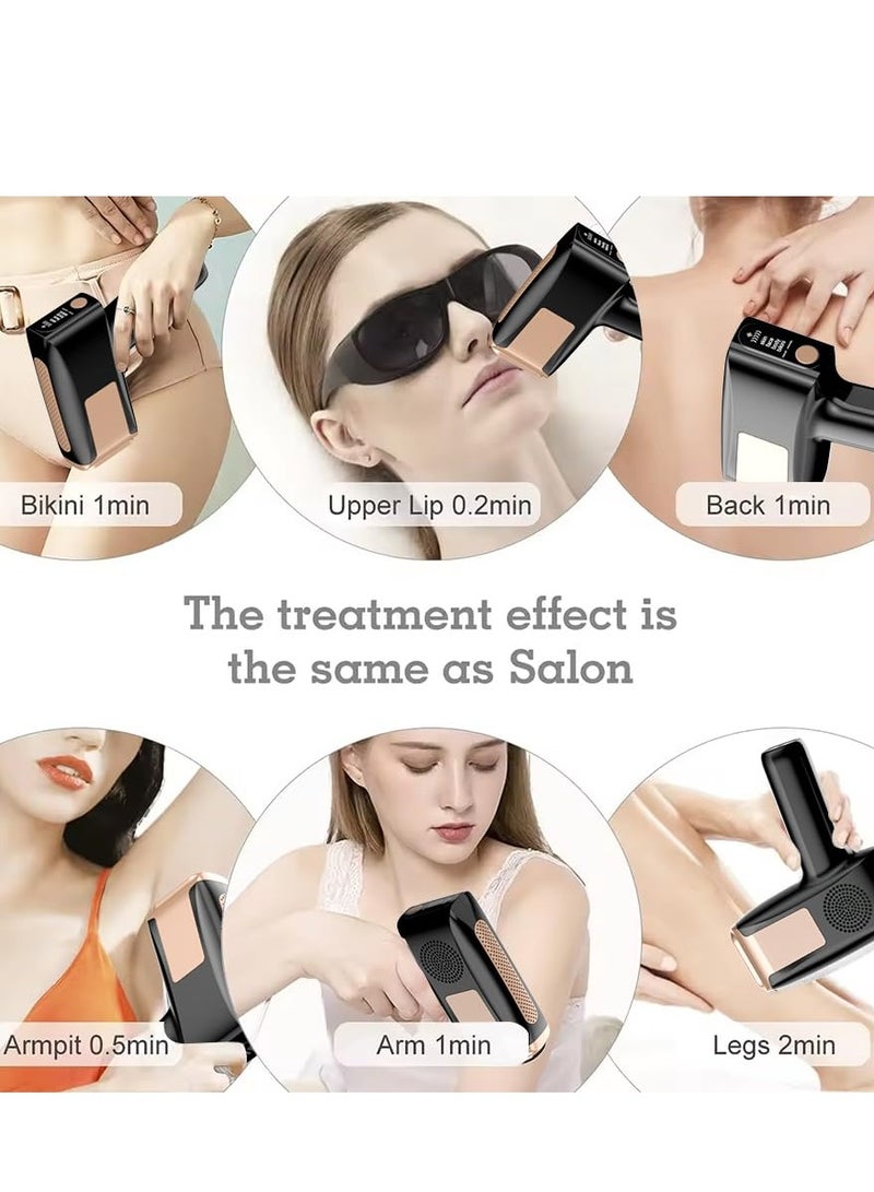 PENG GENERAL Laser Hair Removal, Hair Removal Device with Ice-Cooling Painless Care Function for Women and Man, IPL Hair Remover 999,999 Flashes for Facial Armpits Legs Arms Bikini Line (Black) - Image 4