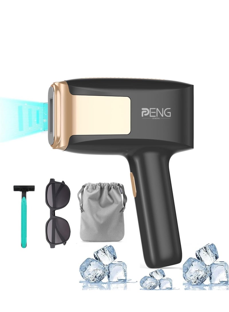 PENG GENERAL Laser Hair Removal, Hair Removal Device with Ice-Cooling Painless Care Function for Women and Man, IPL Hair Remover 999,999 Flashes for Facial Armpits Legs Arms Bikini Line (Black) - Image 1