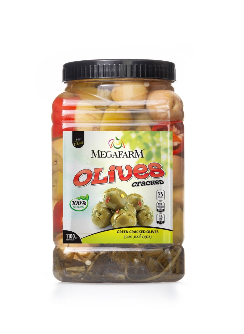 Megafarm Pickled Green Olives (Cracked) 1100gm  - Image 1