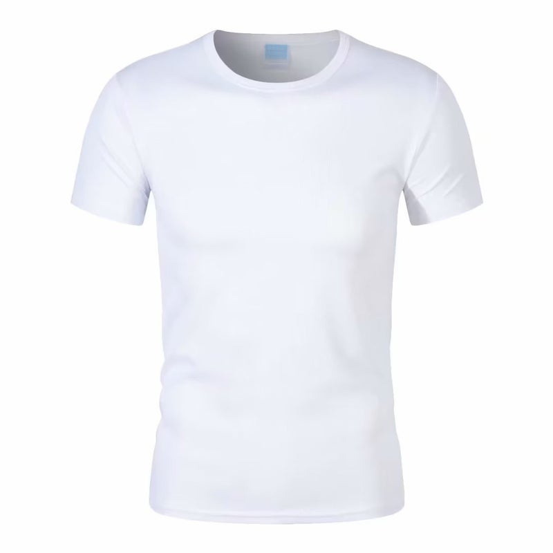 Factory wholesale summer sports quick-drying round neck T-shirt mens thin outdoor mesh breathable solid color short sleeve upper clothes White 