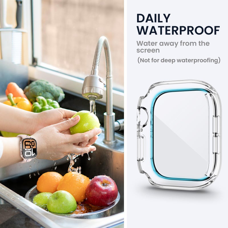 Tensea (2 in 1) for Waterproof Apple Watch Screen Protector Case Series 11/10 42mm Accessories, 360 Front and Back, iWatch PC Face Cover with Tempered Glass for Women Men, 42 mm - Image 4