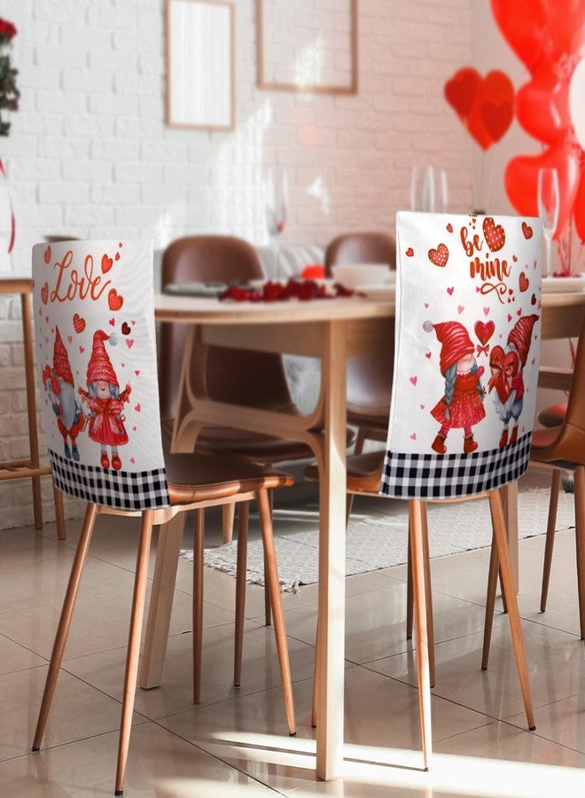 FuWeave مجموعة فوويف من 6 قطع لأغطية ظهر الكراسي لعيد الحب، أغطية كراسي طعام لعيد الحب، زينة كراسي عيد الحب على شكل قلب (نقشة الجاموس) - Image 3