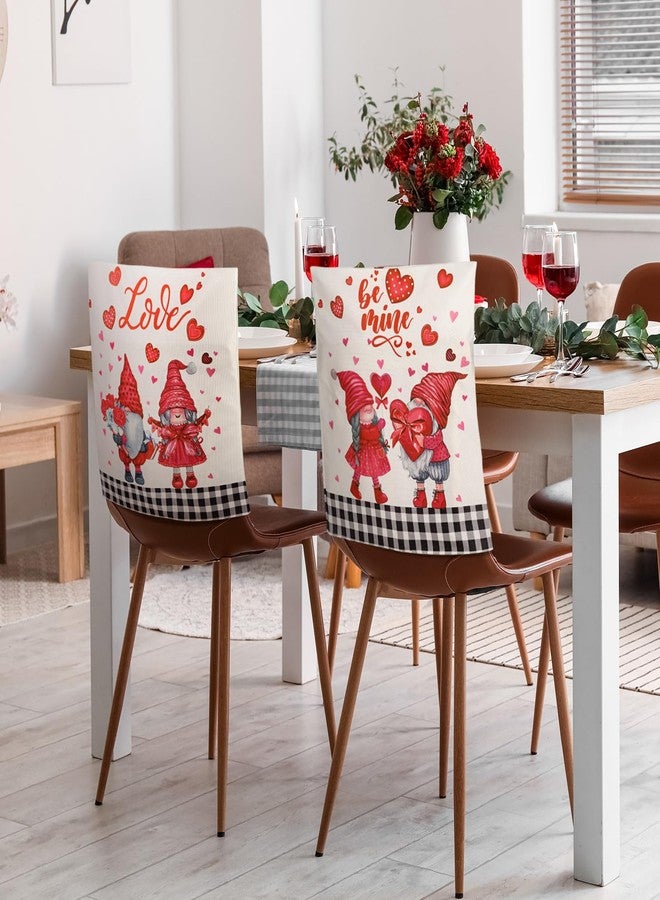 FuWeave مجموعة فوويف من 6 قطع لأغطية ظهر الكراسي لعيد الحب، أغطية كراسي طعام لعيد الحب، زينة كراسي عيد الحب على شكل قلب (نقشة الجاموس) - Image 5