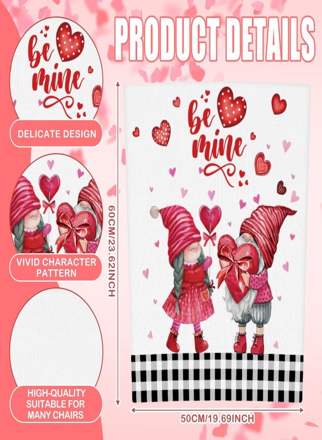 FuWeave مجموعة فوويف من 6 قطع لأغطية ظهر الكراسي لعيد الحب، أغطية كراسي طعام لعيد الحب، زينة كراسي عيد الحب على شكل قلب (نقشة الجاموس) - Image 2