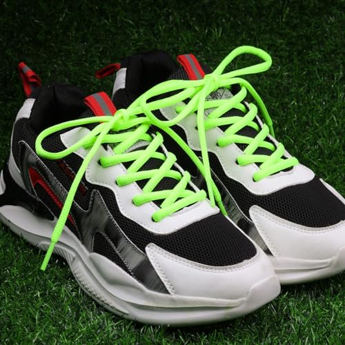 Puzeam 2 Pairs Oval Athletic Shoelaces 33 Colors 1/4" Half Round Shoe Laces for Sneakers - Fluorescent Green 80 - Image 4