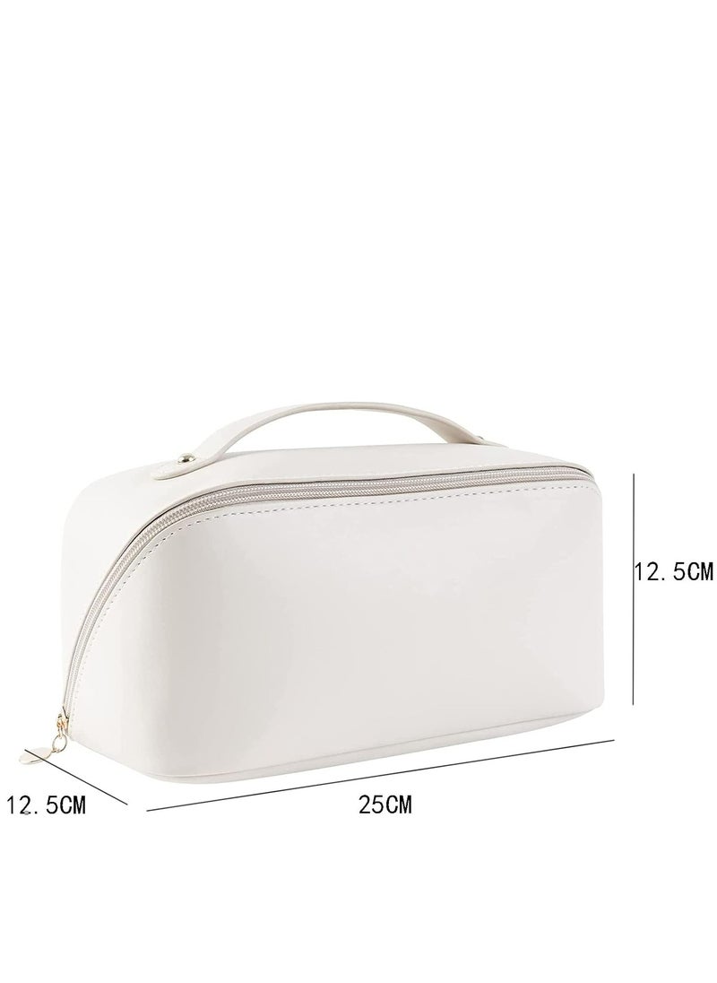 OUYoo - Large Capacity Travel Cosmetic Bag, Multifunction Organizer Storage Bag, Leather Waterproof Bag, Makeup Bag with Handle and Dividers, Skincare Dispenser, Toiletry Bag for Women - Image 1