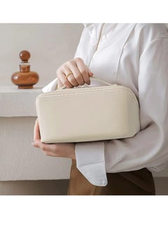 OUYoo Large Capacity Travel Cosmetic Bag, Multifunction Organizer Storage Bag, Leather Waterproof Bag, Makeup Bag with Handle and Dividers, Skincare Dispenser, Toiletry Bag for Women  - Image 3