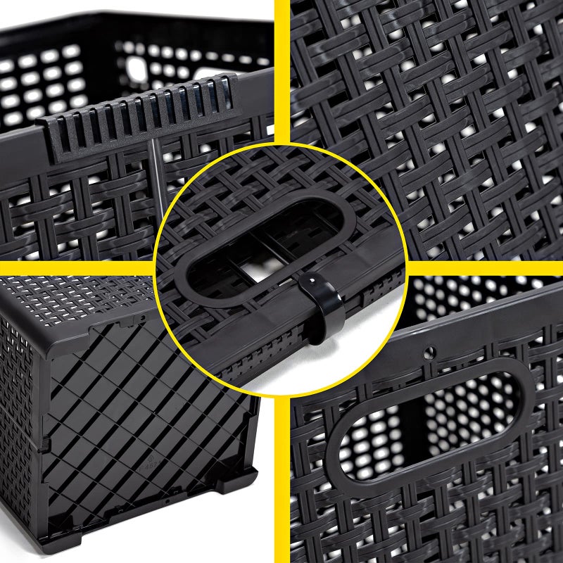 Eslite 42L Collapsible Plastic Laundry Baskets,Foldable Laundry Hamper,Pack of 2 (Black) - Image 3