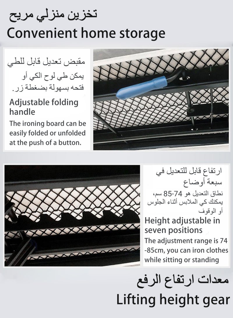 WAMIT Ironing Board, Folding Ironing Stand with Iron Rest, Heavy Sturdy Metal Frame Legs Iron Stand, Ironing Board Adjustable Height for Dorm, Home, Laundry Room, 110 x 31 cm, Grey - Image 4