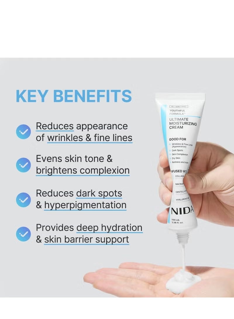 نيدا كريم الترطيب الفائق Youthful Formula™ | سنتيلا أسياتيكا، نياسيناميد، حمض الهيالورونيك، كولاجين | التجاعيد، الخطوط الدقيقة، البقع الداكنة، جفاف البشرة، الاحمرار | 100 مل، 3.38 أونصة سائلة - Image 2