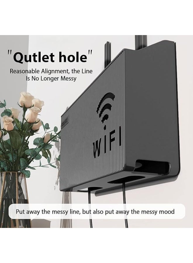 Wall-Mounted WiFi Router Storage Box, Living Room Set-top PP Box Rack Cover Shelf, Hider Cord Management Container, for Player TV Box Remotes - Image 4