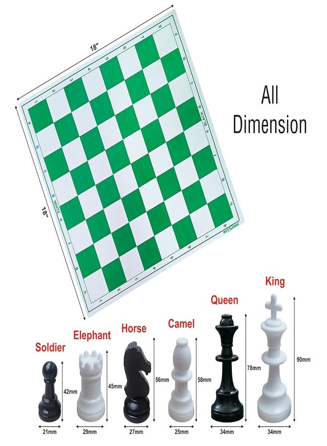 Kitsaws Sports 18 * 18 Inches Roll-up Vinyl Tournament Chess Set with Storage Box, for Kids & Adults (Green & White) (Vinyl Chessman Rollon Pro 18"+Chessmen Champion Solid). - Image 4