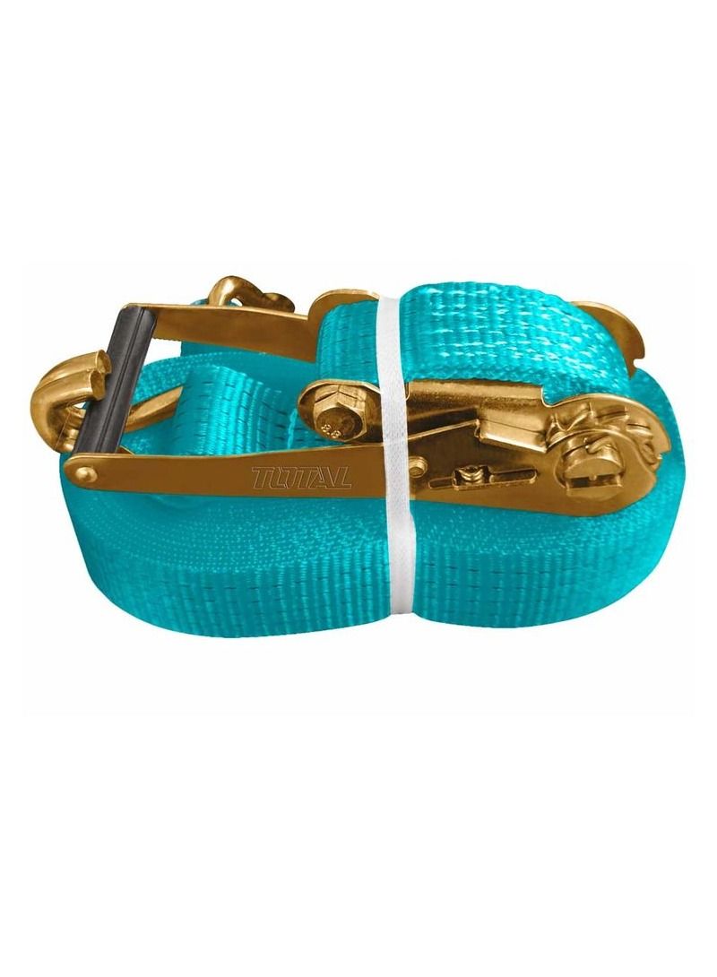 TOTAL THTRS3101 50mm/2" Width Double Hooks, Ratchet Strap  Lashing Belt 3 Ton 10 Meter Length  - Image 2