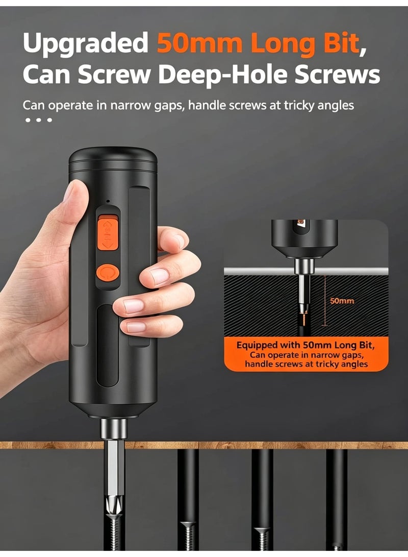 Manual/Automatic Electric Screwdriver - Rechargeable Household Straight-Handle Screwdriver with Type-C Fast Charging, 15-Piece Bit Set - Furniture Assembly / Digital Repair Tool - Image 3