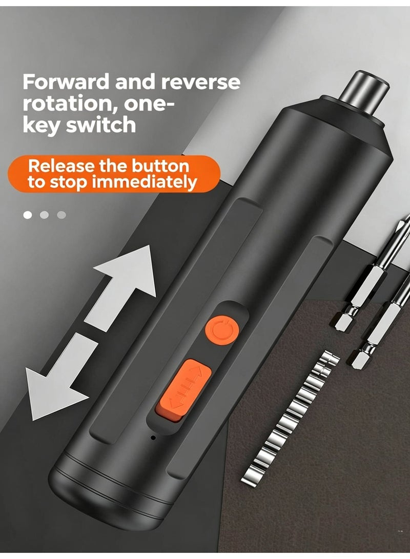 Manual/Automatic Electric Screwdriver - Rechargeable Household Straight-Handle Screwdriver with Type-C Fast Charging, 15-Piece Bit Set - Furniture Assembly / Digital Repair Tool - Image 4