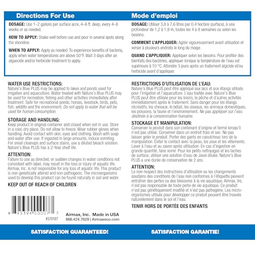 Airmax Pond Dye Plus, Nature's Blue Colorant & Natural Beneficial Bacteria, Large Pond & Lake Water Clarifier & Color Treatment, Shade Plants & Algae from Sunlight, Fish & Livestock Safe, 1 Gallon - Image 3