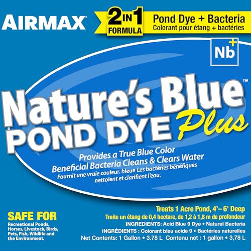 Airmax Pond Dye Plus, Nature's Blue Colorant & Natural Beneficial Bacteria, Large Pond & Lake Water Clarifier & Color Treatment, Shade Plants & Algae from Sunlight, Fish & Livestock Safe, 1 Gallon - Image 2
