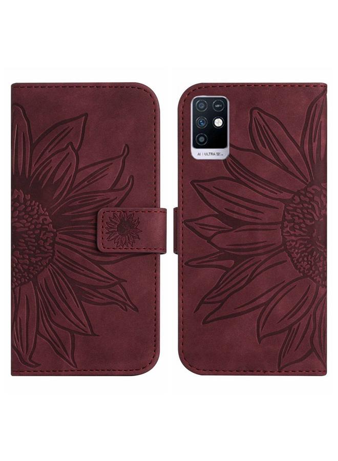 اس-توب جراب لهاتف Infinix Note 10 مصنوع من الجلد بتصميم زهرة الشمس مع حبل تعليق - Image 2