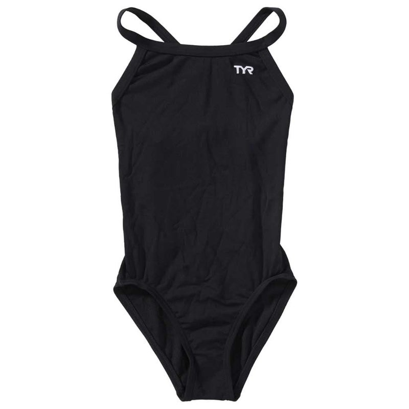 TYR Sport Girls' Solid Durafast Diamondback Swim Suit (Black, 24) - Image 5