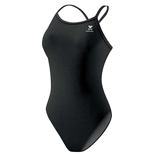 TYR Sport Girls' Solid Durafast Diamondback Swim Suit (Black, 24) - Image 3
