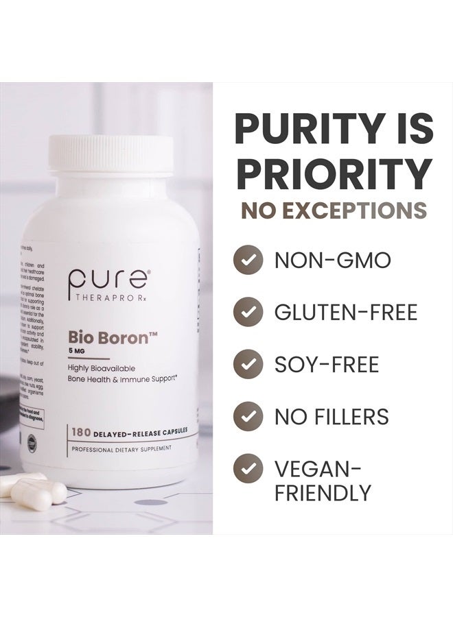 Pure TheraPro Rx Bio Boron, 5mg/Capsule, 180 Capsules, Bororganic Glycine Boron Supplements for Men & Women, Vegan Mineral Supplements for Bones, Cardiovascular Function & Immunity Support - Image 2