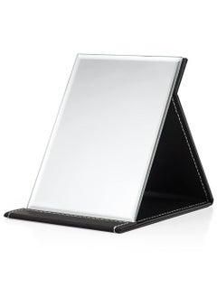 Portable Folding Vanity Mirror, Desktop Makeup Mirror with Adjustable Stand, PU Leather Travel Mirror for Camping, Home