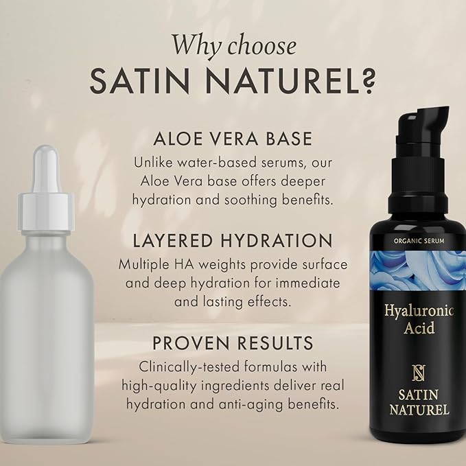 SATIN NATUREL Satin Naturel Hyaluronic Acid Serum for Face 100ml Face  Skincare for a Rejuvenated Skin Collagen Serum with Organic Aloe Vera for  Sensitive Skin Vegan Skin Care | Best Price KSA |