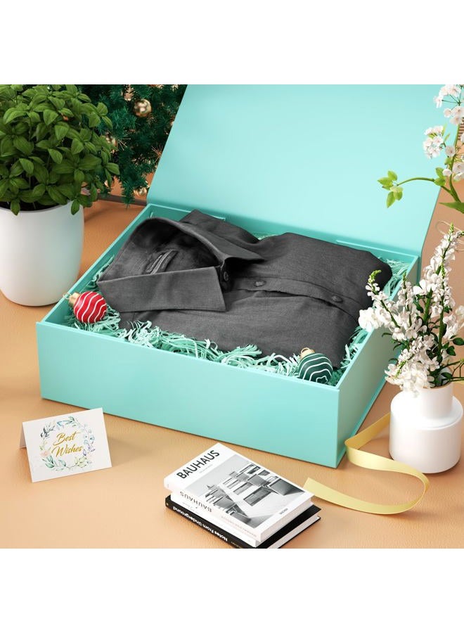 PSHVYM Gift Boxes with Lids, 11.5x7.8x3 In Turquoise Gift Box for Presents Magnetic Closure for T-Shirts, Gloves, Scarves, Books, Baby Clothes, Robes Clothing Gift Wrap, Contains Card, Ribbon - Image 5