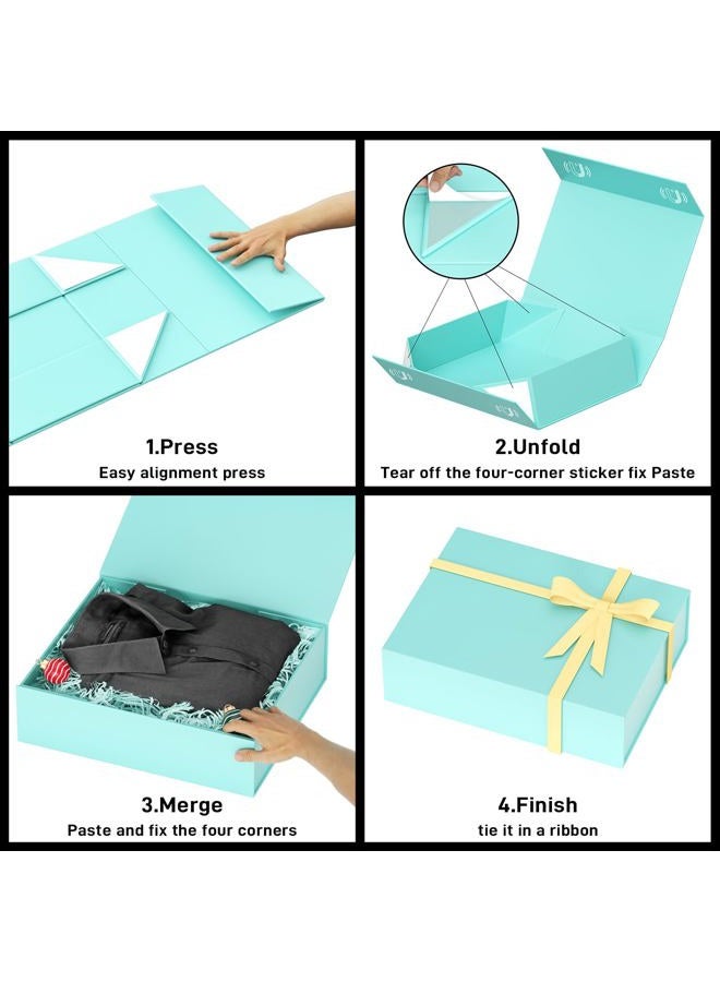 PSHVYM Gift Boxes with Lids, 11.5x7.8x3 In Turquoise Gift Box for Presents Magnetic Closure for T-Shirts, Gloves, Scarves, Books, Baby Clothes, Robes Clothing Gift Wrap, Contains Card, Ribbon - Image 4