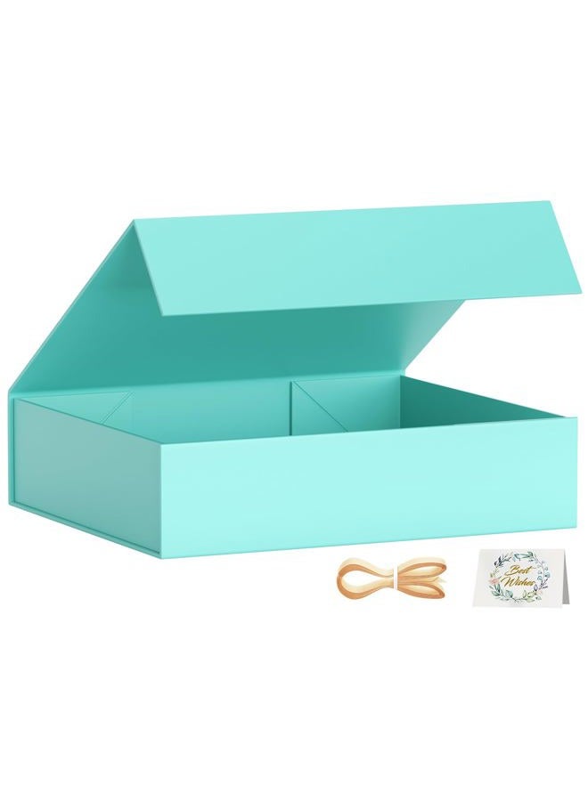 PSHVYM Gift Boxes with Lids, 11.5x7.8x3 In Turquoise Gift Box for Presents Magnetic Closure for T-Shirts, Gloves, Scarves, Books, Baby Clothes, Robes Clothing Gift Wrap, Contains Card, Ribbon - Image 1