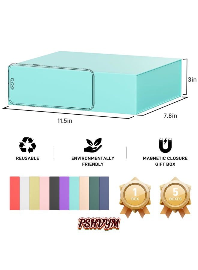 PSHVYM Gift Boxes with Lids, 11.5x7.8x3 In Turquoise Gift Box for Presents Magnetic Closure for T-Shirts, Gloves, Scarves, Books, Baby Clothes, Robes Clothing Gift Wrap, Contains Card, Ribbon - Image 2