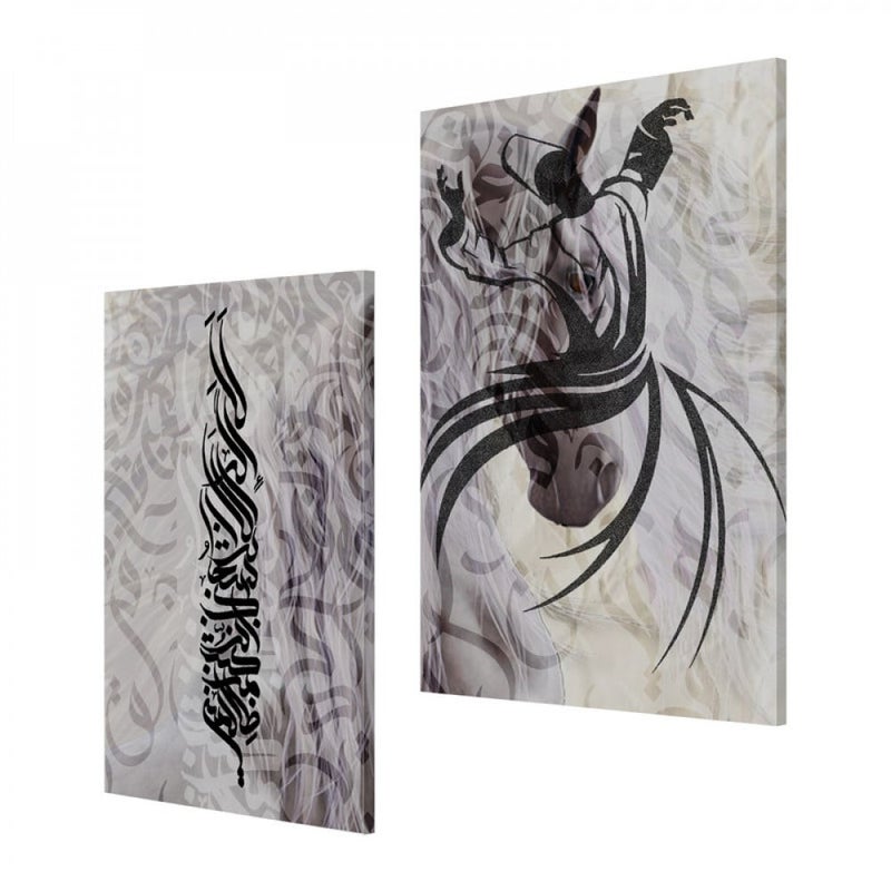 Marktna Double canvas painting with a horse design, total size 80x60 cm - Image 2