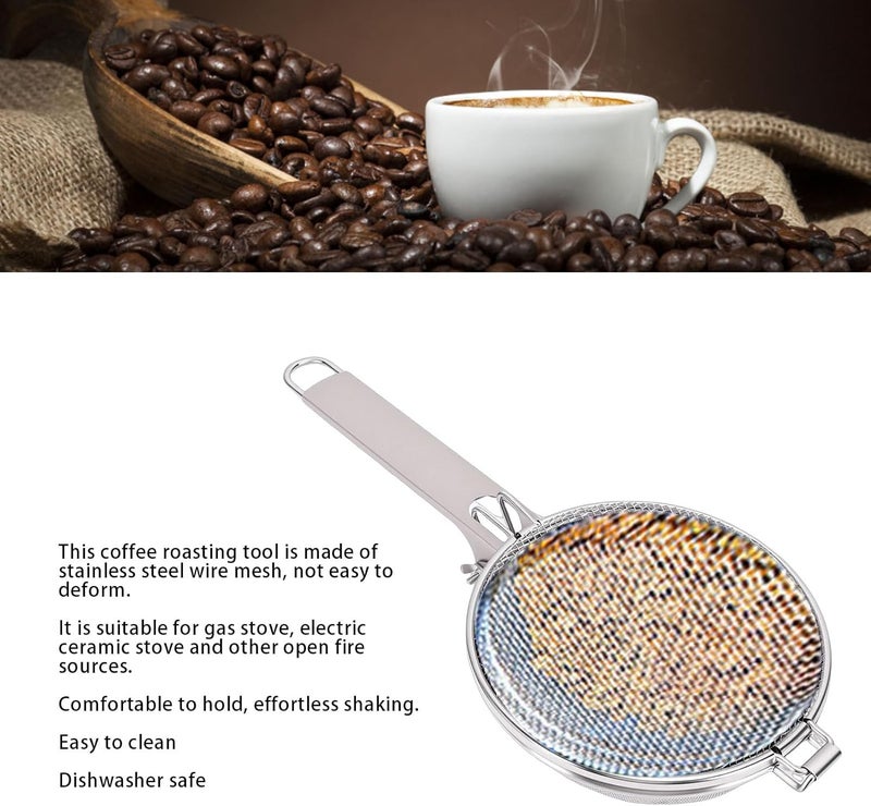SUNGOOYUE Coffee Bean Roaster Tool, Stainless Steel Portable Handy Coffee Roaster Mesh Pan with Long Handle Sleeve for Home Outdoor Gas Electric Stove Beans Baking - Image 4