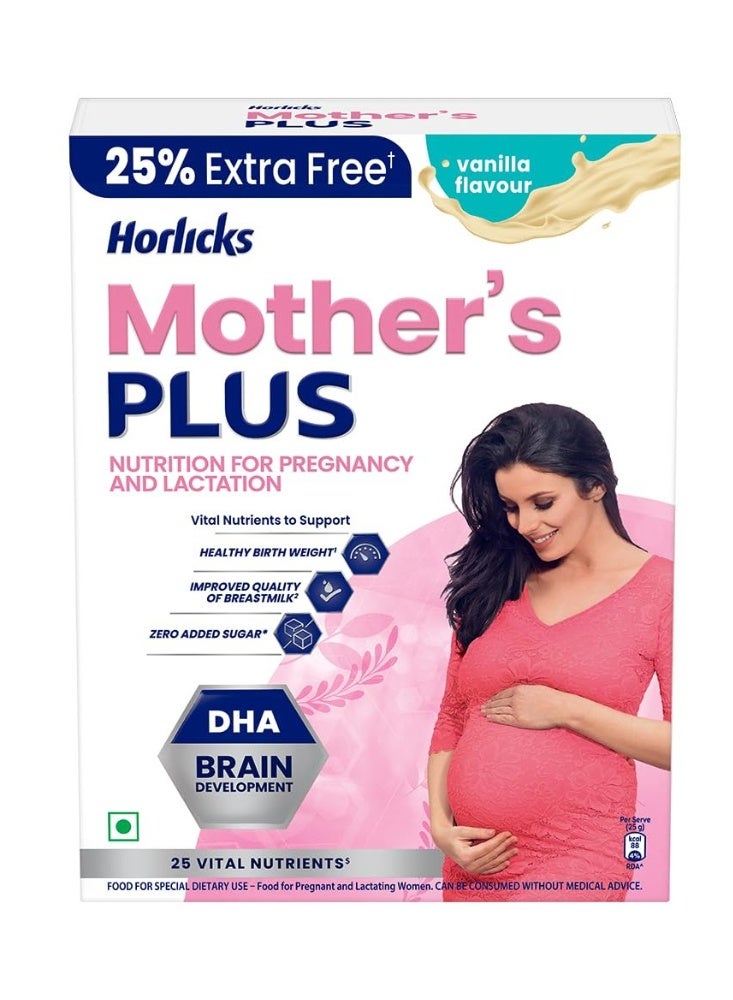 Horlicks Mother's Plus Vanilla 500 g BIB, For Pregnancy and Lactation with Protein for Birth Weight and DHA for Brain Development- No Added Sugar - Image 1