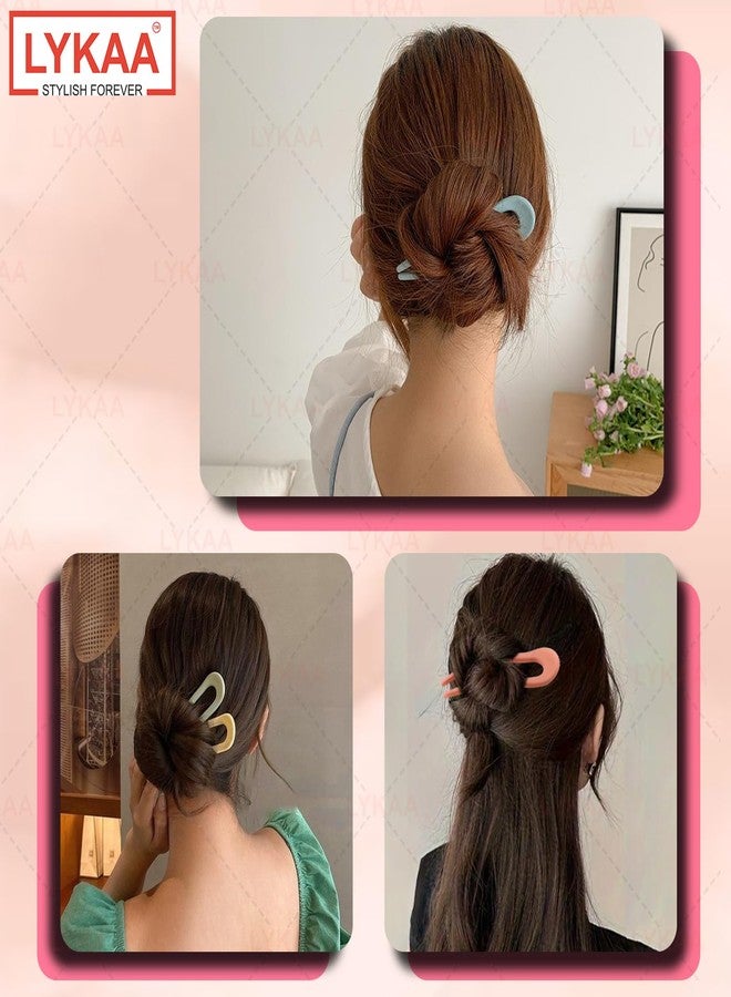 Lykaa 3 Pcs Magic Grip Hair Pins For Women Hair Juda Pins Bun U Shaped Fork Hair pin Vintage Hairstyle Bride Matte Finish Bun Sticks Juda Pin | Durable Plastic Hair Accessories for Women & Girls Multicolour (Pack of 3) - Image 5
