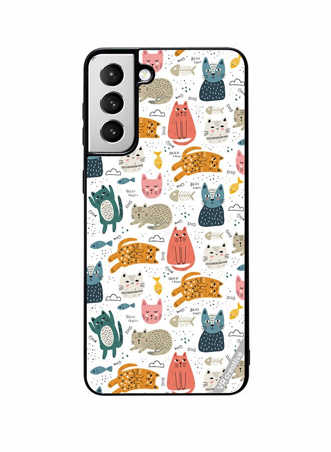 VR CREATIVE Protective Case Cover For Samsung Galaxy S22 5G Chilling Cat Pattern Design Multicolour - Image 1