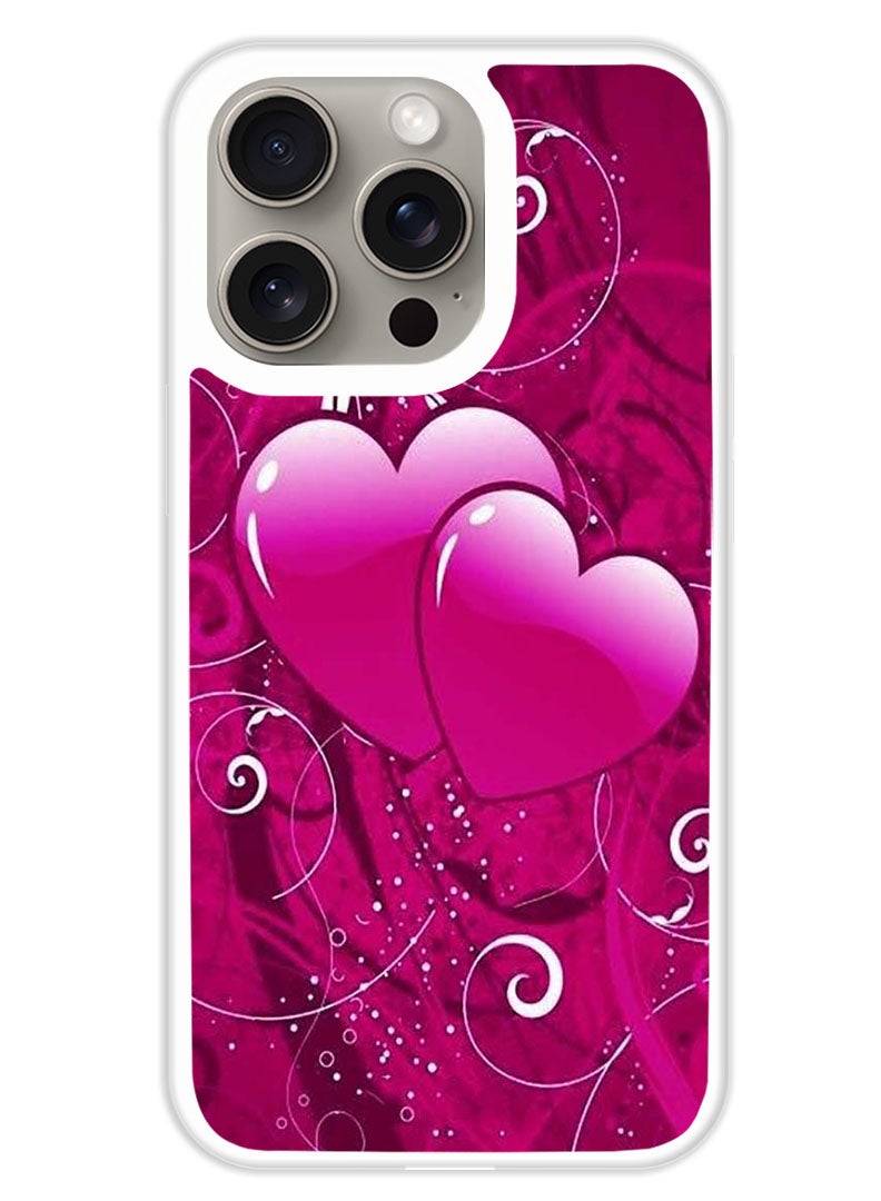 Theodor Protective Case Cover For APPLE IPHONE 15 Pro Two Heart (White Bumper) - Image 1