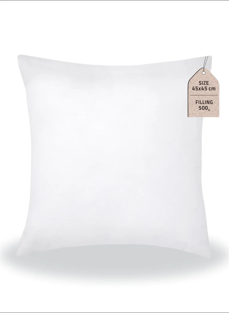 Donetella Cushion Insert 1-Piece 45x45cm inch Soft Brushed Microfiber Throw Pillow Insert, Perfect Support Ideal For Sofas, Chair and Couch, White