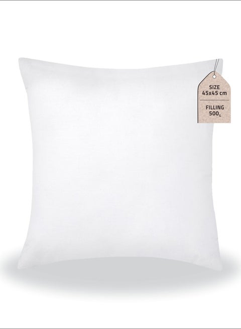 Cushion Insert 1-Piece 45x45cm inch Soft Brushed Microfiber Throw Pillow Insert, Perfect Support Ideal For Sofas, Chair and Couch, White