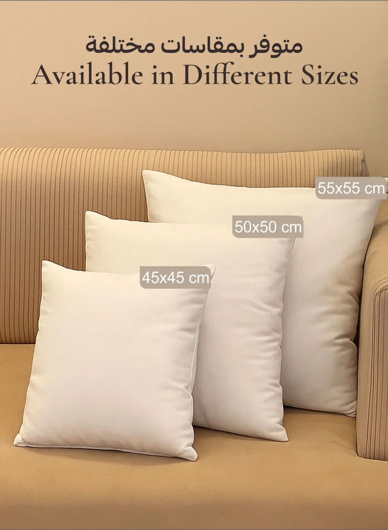 Donetella Cushion Insert 1-Piece 45x45cm inch Soft Brushed Microfiber Throw Pillow Insert, Perfect Support Ideal For Sofas, Chair and Couch, White