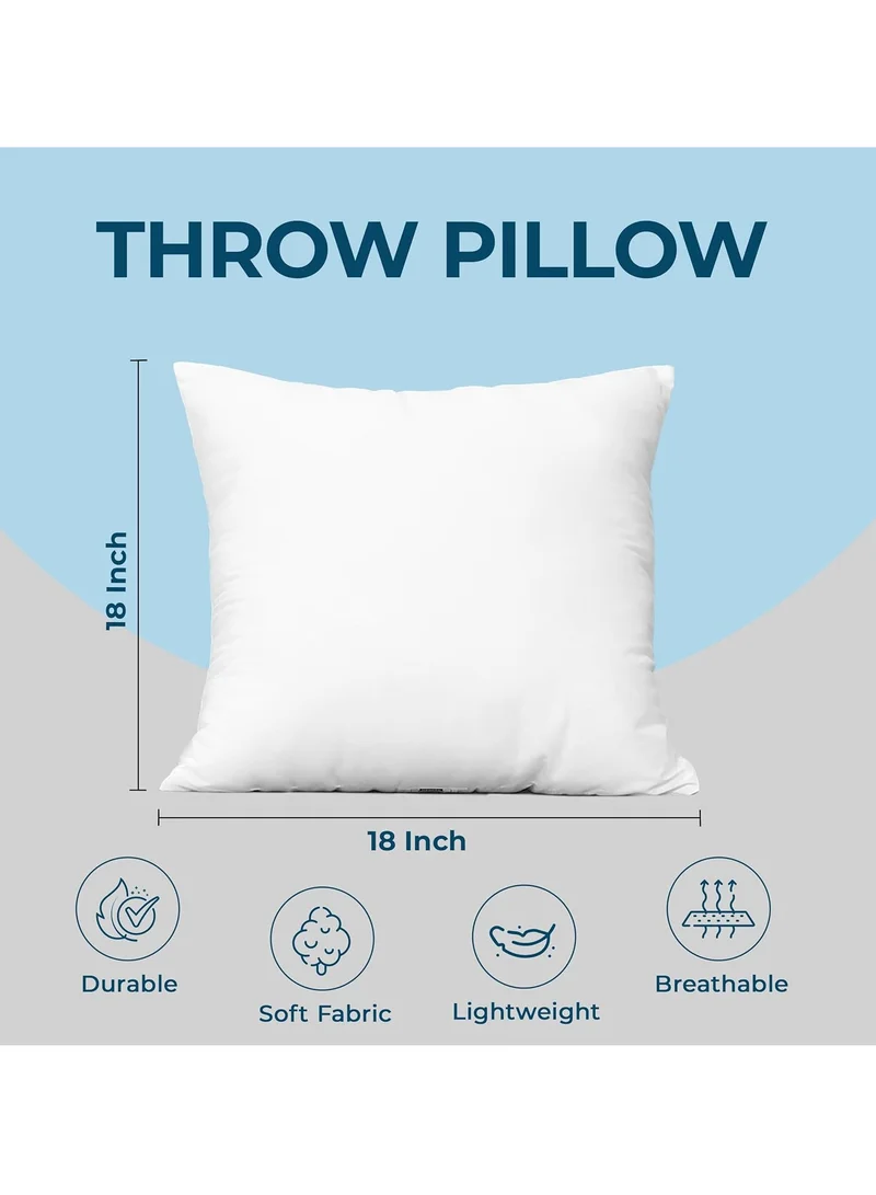 Donetella Cushion Insert 1-Piece 45x45cm inch Soft Brushed Microfiber Throw Pillow Insert, Perfect Support Ideal For Sofas, Chair and Couch, White