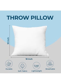 Donetella Cushion Insert 1-Piece 45x45cm inch Soft Brushed Microfiber Throw Pillow Insert, Perfect Support Ideal For Sofas, Chair and Couch, White  - Image 3