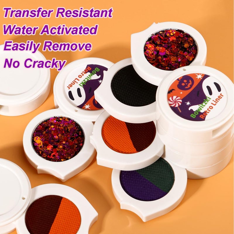 Bowitzki Water Activated Eyeliner Palette With Glitter Smudge proof Face Paint Makeup Kit-Fruit Series (Halloween) - Image 3