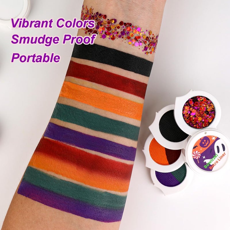 Bowitzki Water Activated Eyeliner Palette With Glitter Smudge proof Face Paint Makeup Kit-Fruit Series (Halloween) - Image 2